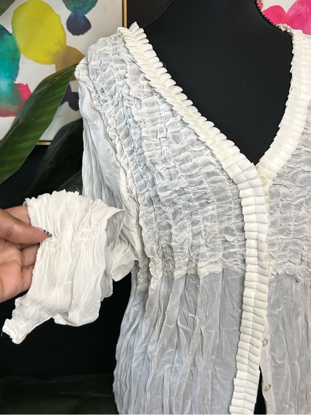 Rag Cottagecore Ruffled Button Blouse XL - Picture 2 of 5